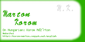 marton korom business card